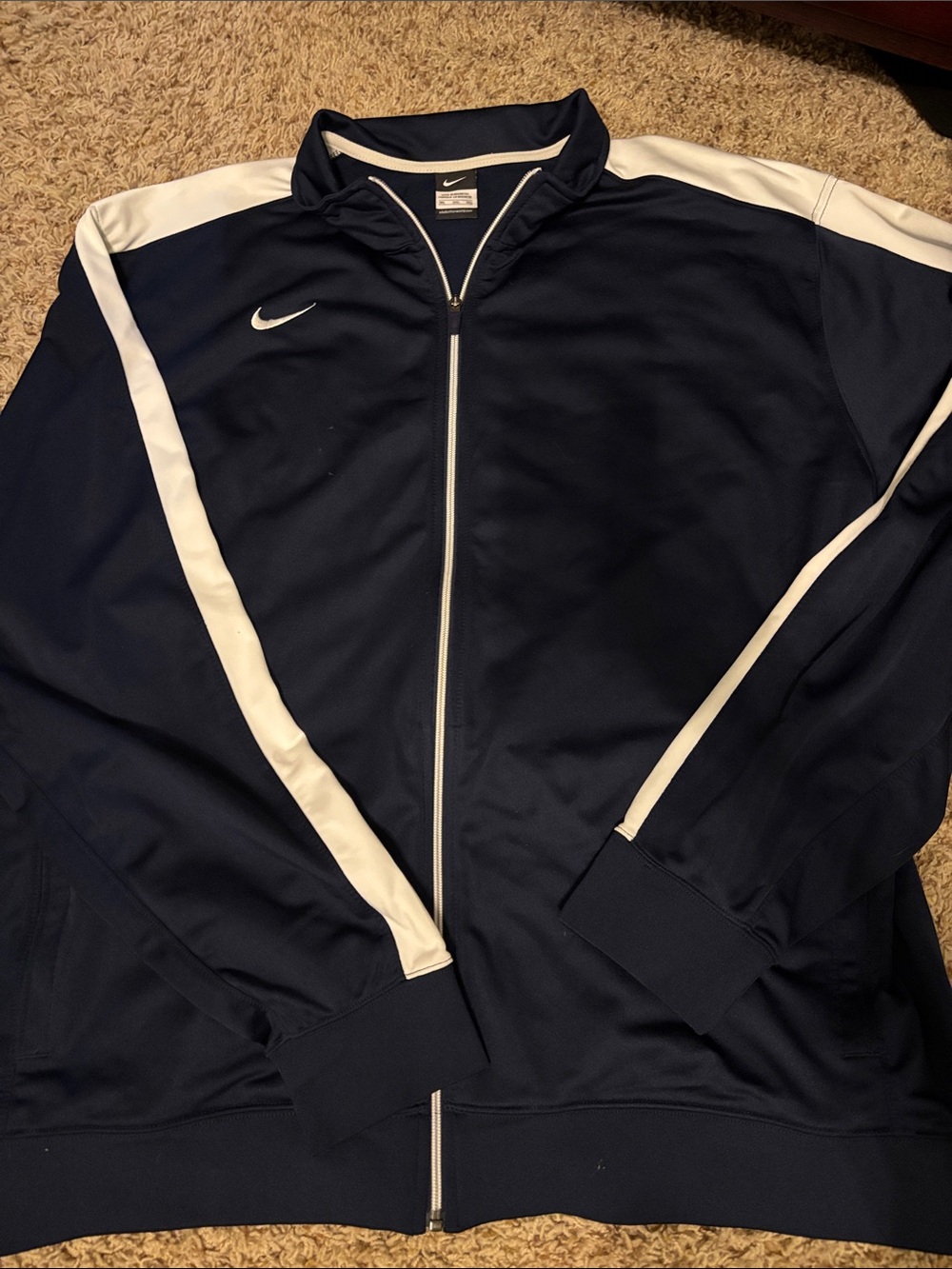 Nike Men’s Navy and White Full-Zip Lightweight Track Jacket